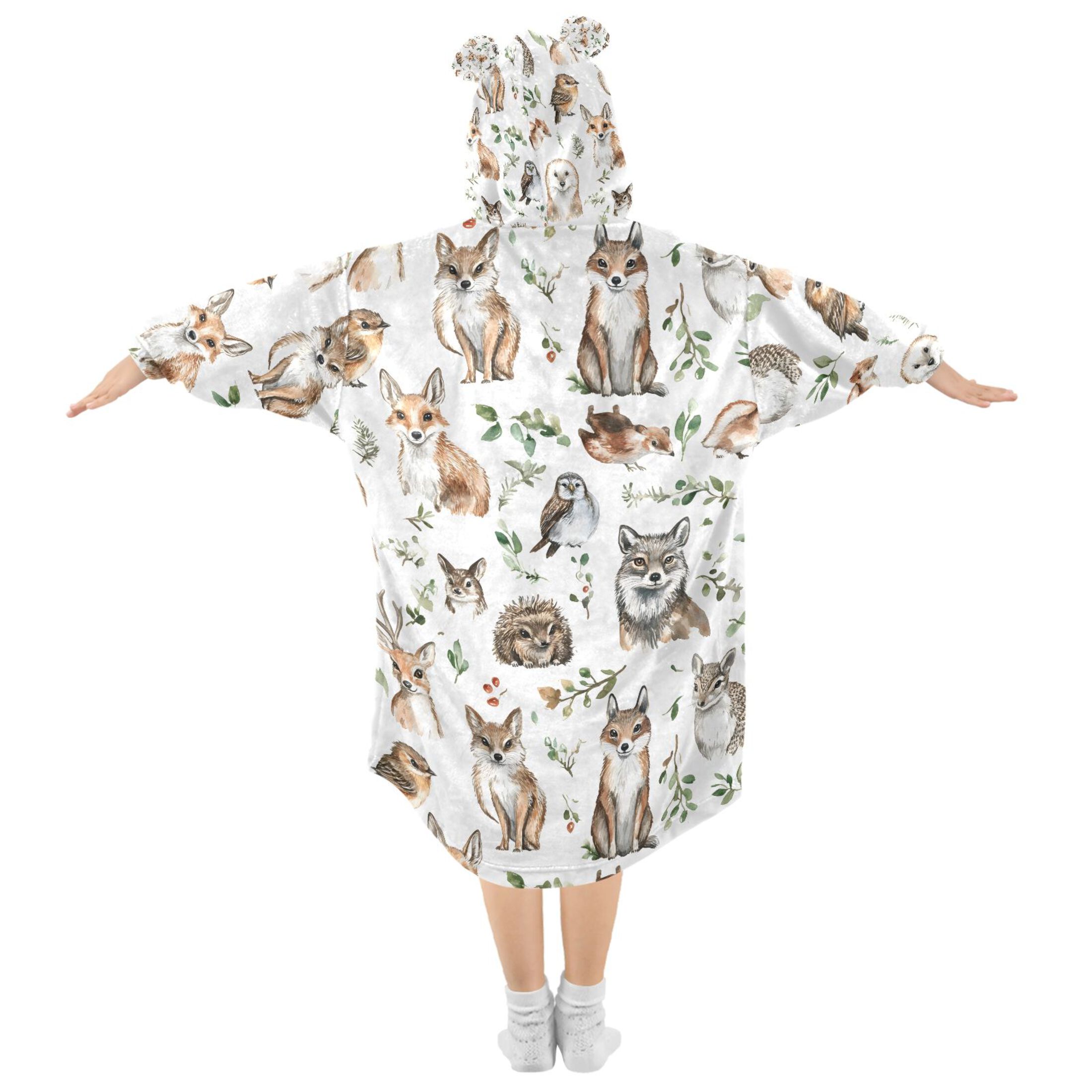 joogoo Blanket Hoodie for Cute Fox Owls Oversize Sweatshirt 3-14 YR L