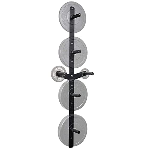Home Gym or Commercial Weight Plate Storage 3-Peg and Weight Wing Weight Plate Storage Wall-Mounted Olympic Bumper Plate Weight Rack Storage Home Workout Perfect for Any Garage 