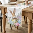 thumbnail image 2 of Easter Table Runner 70 Inches Long for Kitchen Dining, Spring Rabbit Colorful Eggs Budding Florals Leaf Dresser Scarf Farmhouse, Dining Table Decorations for Wedding/Parties, 13 x 70 In, 2 of 8