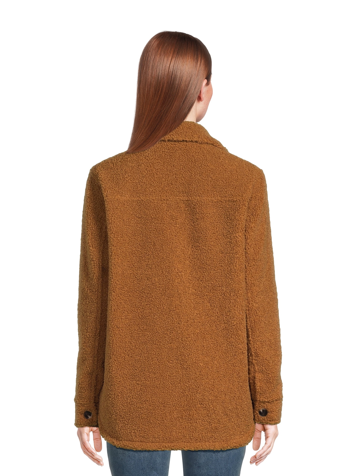 Jason Maxwell Women’s and Women’s Plus Size Faux Shearling Button Down Shacket, Sizes S-3X