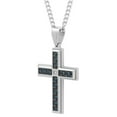 thumbnail image 5 of Mens Diamond Accent Stainless Steel Carbon Fiber Inlay Cross Pendant Necklace, 5 of 5