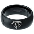 thumbnail image 2 of Tungsten Superhero Super Dad Emblem Symbol Band Ring 8mm Men Women Comfort Fit Black Dome Polished, 2 of 4