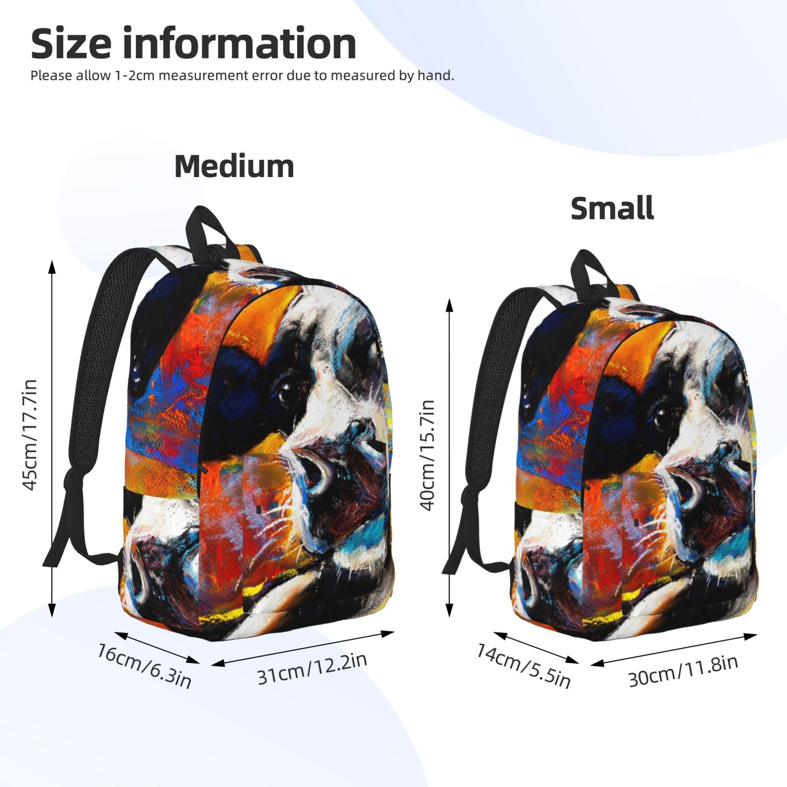 Vsdgher Cow Print Canvas Backpack Travel Rucksack Unisex Knapsack 15.7/17.7Inch Laptop Backpack for Work,College -Small