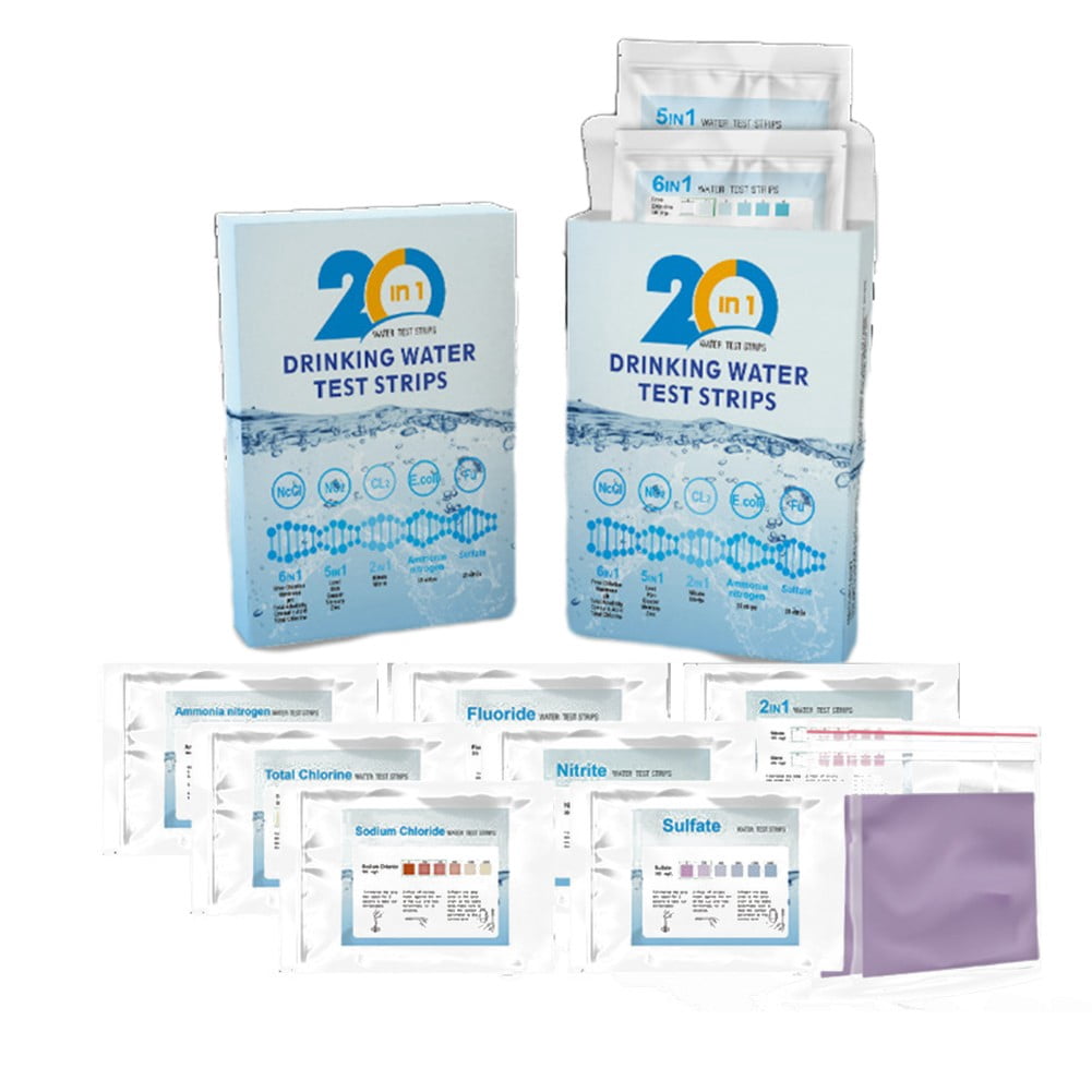 20 in 1 Drinking Water Testing Kit Strips Tests Tube Dropper Home Tap Hardness Smile Home