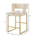 thumbnail image 7 of FFZ 26 inch Modern Square Open Back Counter Height Bar Stools Iron Legs Set Of 2 Gold Cream, 7 of 7