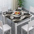 thumbnail image 3 of Black White Gold Marble Pattern Square Fitted Tablecloth with Elastic Edge,Square Table Cover,Washable Elastic Table Cover for Home Kitchen Party Decor 36"x36", 3 of 6
