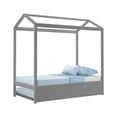 thumbnail image 3 of Max & Lily Twin Size Solid Wood House Bed Frame with Storage Trundle and Roof for Kids Bedroom, 3 of 9