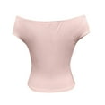 thumbnail image 5 of Womens Off the Shoulder Top Sleeveless Backless Y2K Crop Top Sexy V Neck Slim Fit Bustier Shirt Twist Knot Front Cap Sleeve Tank Going Out Slim Fitted Outfits Casual Summer Fashion, 5 of 7