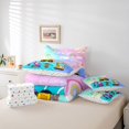 thumbnail image 6 of Feelyou Cartoon Car Excavator Bedding Comforter Set 7pcs, Dreamy Rainbow Cloud King Bedding Sets, Construction Truck Theme Reversible Bed Sheets, Luxury Bedroom Decor, 6 of 8