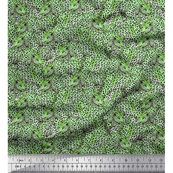 Soimoi Cotton Duck Fabric Leopard Animal Fabric Prints by Yard 42 Inch Wide