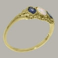 thumbnail image 3 of LBG British Made Solid 18k Yellow Gold Natural Opal & Sapphire Womens Anniversary Ring - 33 size options - Size 12, 3 of 5