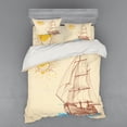 thumbnail image 2 of Ambesonne Nautical Bedding Set 3 Pcs, Boat in Windy Sea Sun, Twin XL, Cream Brown, 2 of 3