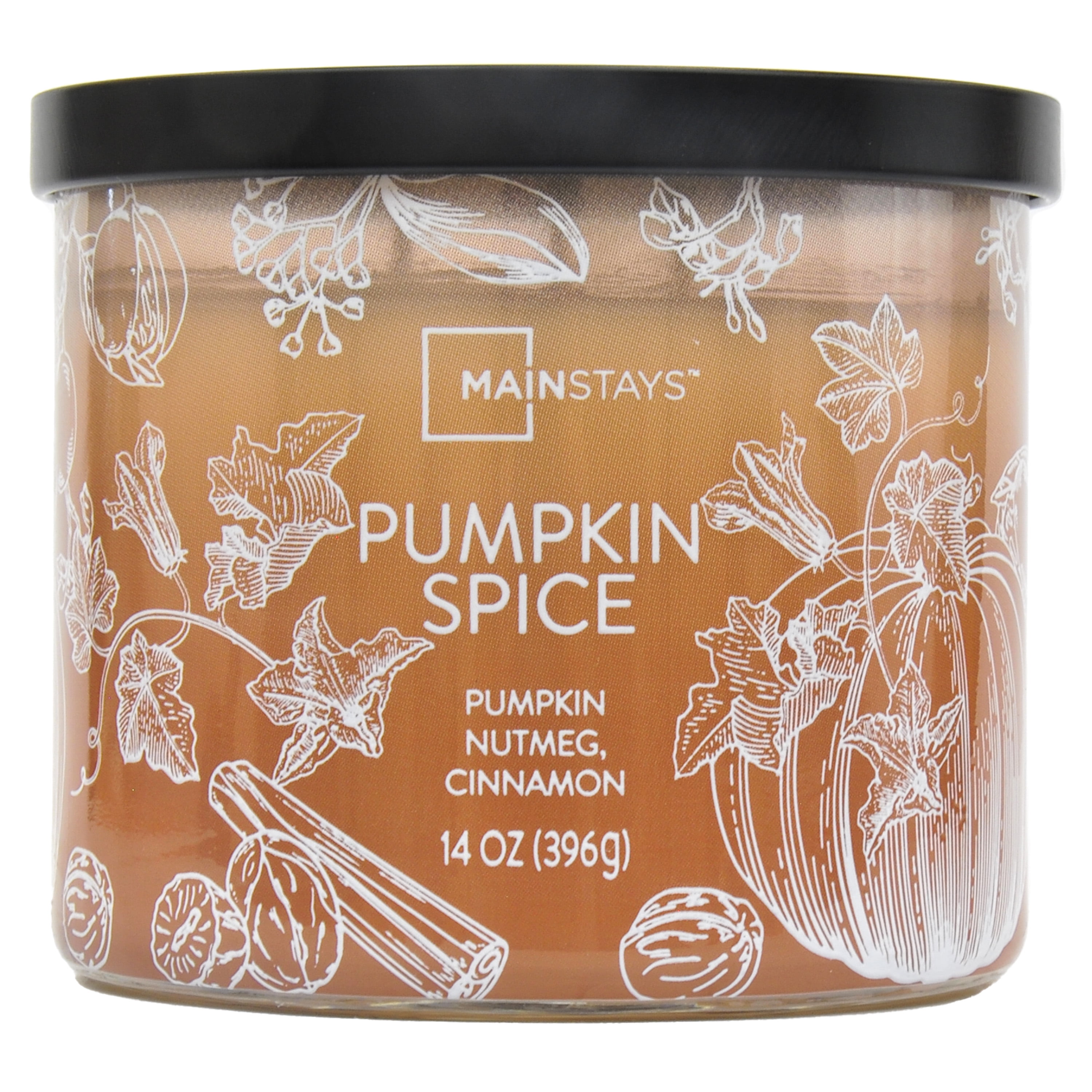 (4 pack) Mainstays Pumpkin Spice Scented Candle, 3-Wick Ombre Wrapped, 14 oz