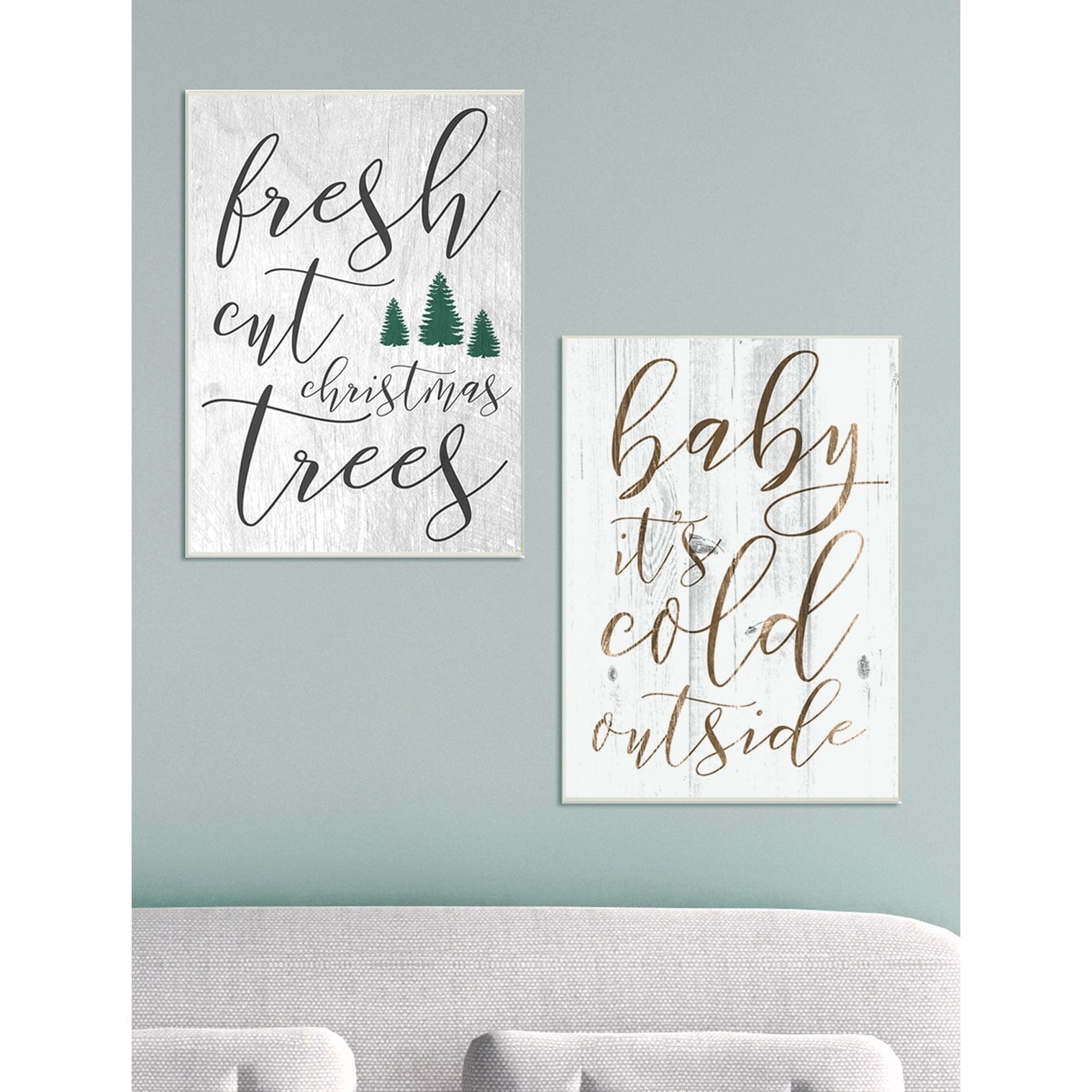 The Stupell Home Decor Collection Fresh Cut Christmas Trees Grey Wall Plaque Art