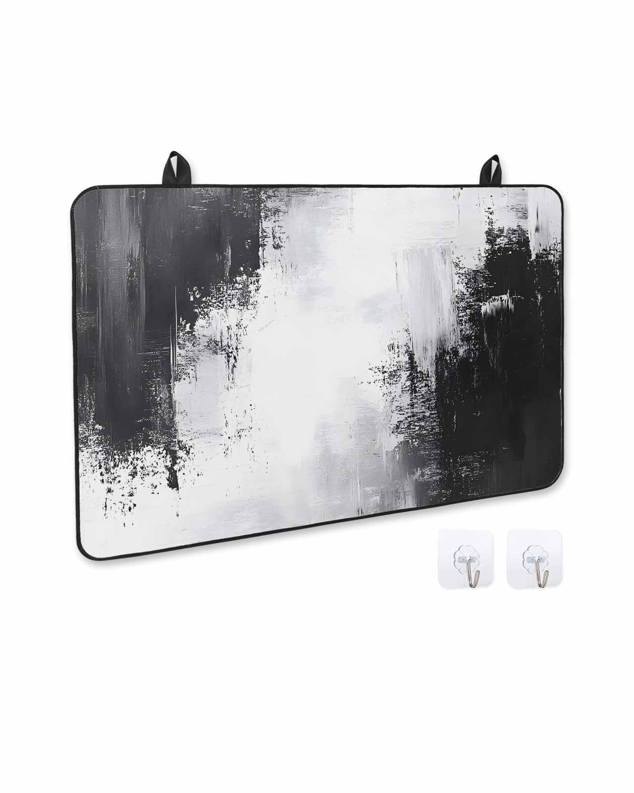 nqOlkjepod Large Induction Cooktop Protector Mat 36"x21", Black Gray White Stove Top Covers for Electric Stove, Minimalism Abstract Ombre Aesthetic Stove Burner Cover Mats, Glass Top Stove Cover