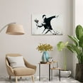thumbnail image 3 of Banksy Canvas Art Print Black Art Wall Decor Flower Thrower Banksy Street Art Banksy Abstract Gallery Exhibition Canvas Living Room Decor(18" W x 12" H，Framed), 3 of 10