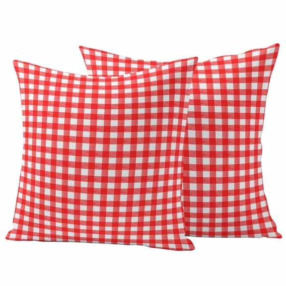 Outdoor Waterproof Pillow Covers Country Red Buffalo Plaid Decorative Throw Pillow Protectors,Pillowcase Cushion Cases for Patio Sofa Garden Couch,16x16in,Pack of 2