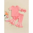 thumbnail image 2 of Honganda Baby Romper Suit Daisy Printed Mesh Romper + Flared Pants + Headband, 2 of 9