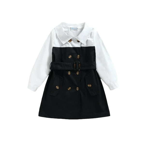 Bebiullo Toddler Baby Girls Casual Long Sleeve Coat Jacket Double Ted Windbreaker A Line Dress With Waist Belt Com Bebiullo Toddler Baby Girls Casual Long, Toddler Trench Coat Black And White Dress