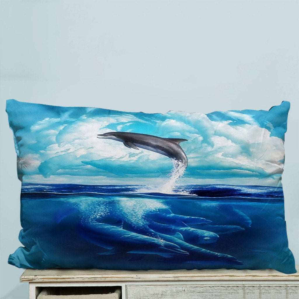 GCKG Dolphins Jumping at Sea Pillow Case Pillow Cover Pillow Protector Two Sides 20 x 30 Inches