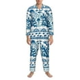 thumbnail image 4 of Kll Sea Underwater Jellyfish Sleepwear Mens Flannel Pajamas,Long Cotton Pj Set, 4 of 9