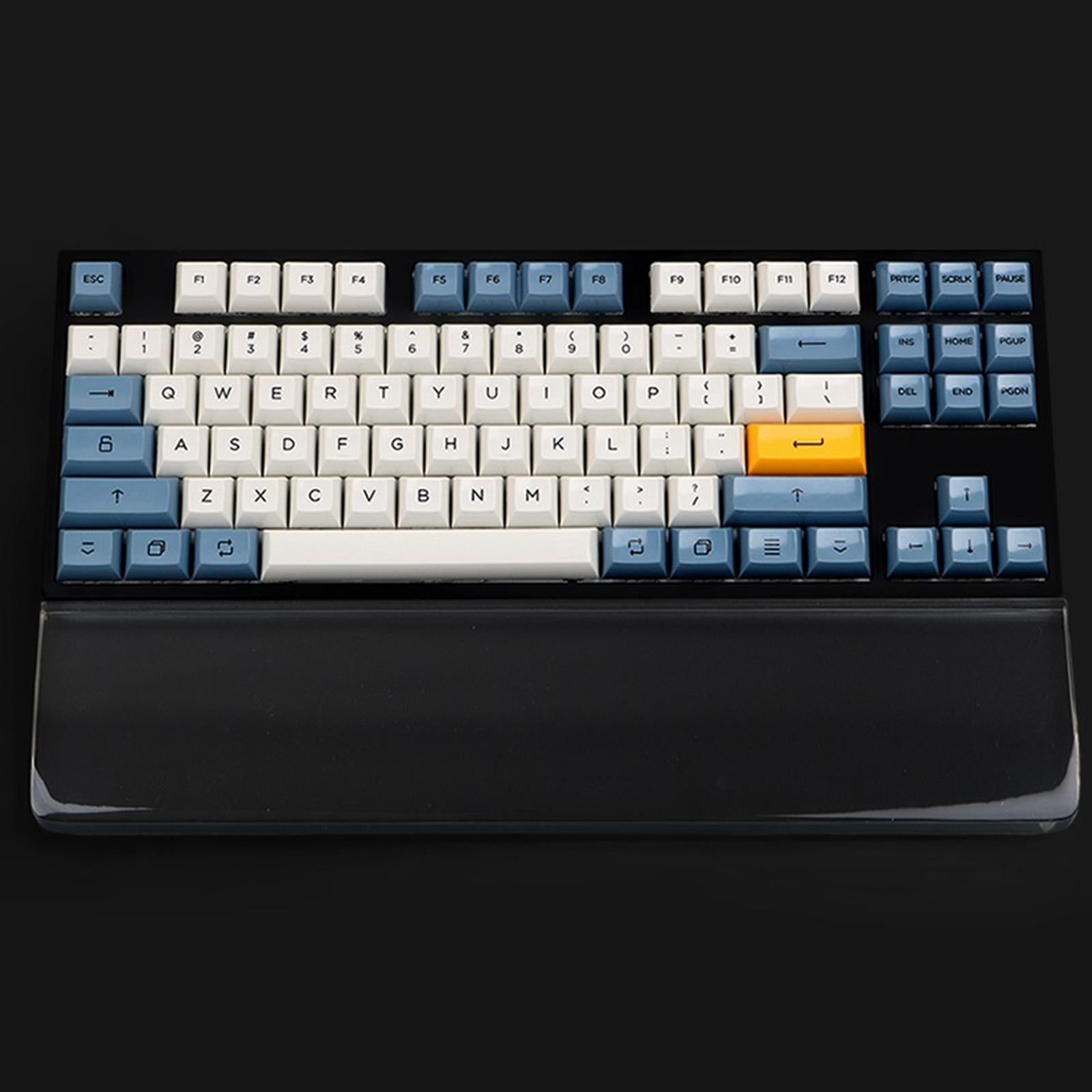Resin Wrist for Mechanical Keyboards Non Slip Ergonomic Hand Rest for Office Fits 61-104 Key Keyboards Fray Stitching - Clear Medium