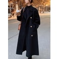 thumbnail image 5 of sicmoss Women's Black Double Breasted Wool Pea Coat Notch Lapel Midi Winter, 5 of 6