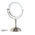 thumbnail image 1 of Makeup Mirror 8 Inch Desktop 2-Face Metal Mirror 3X 5X 10X Magnifying Cosmetic Mirror LED Lamp Adjust The Brightness ,Widely Use, 1 of 7