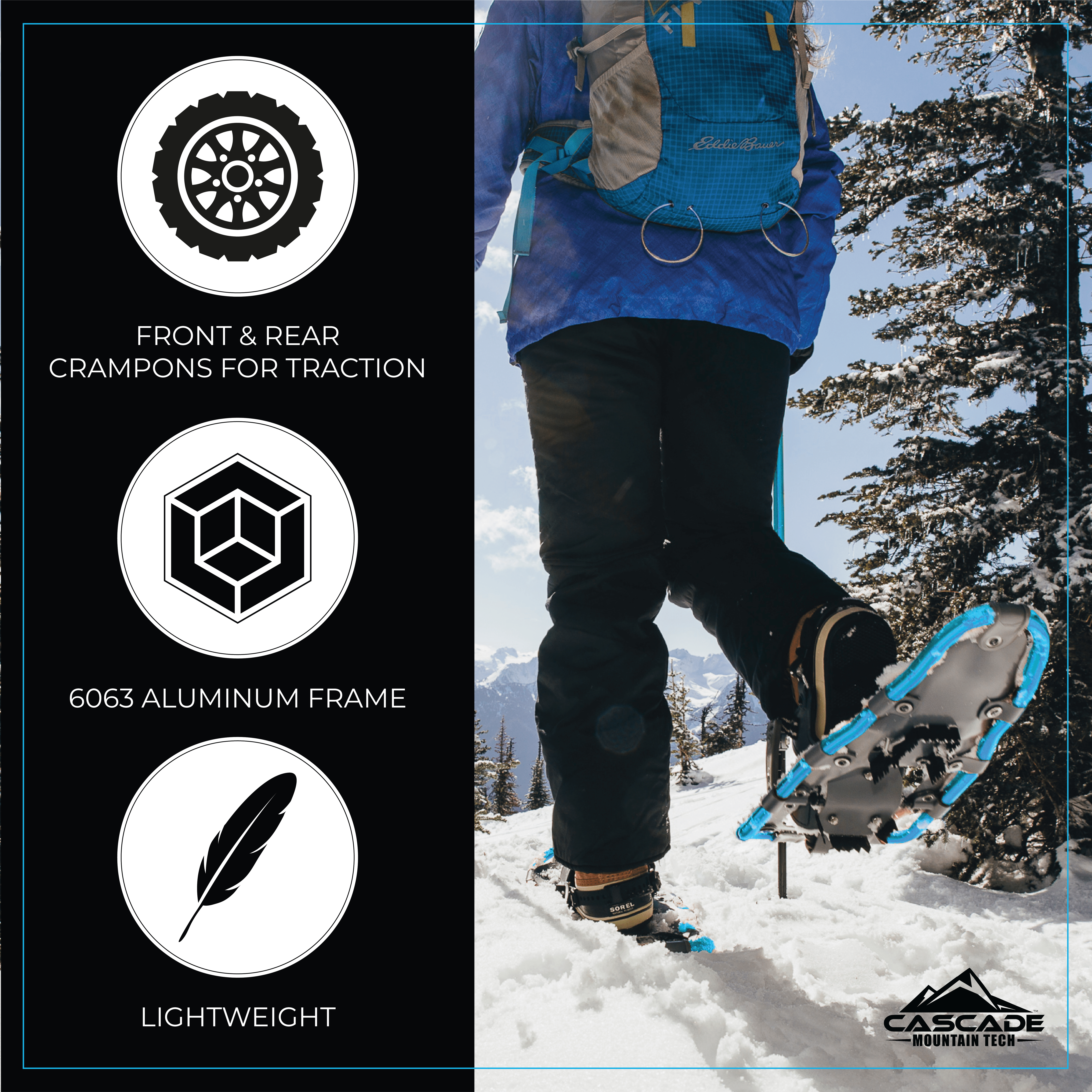 Navigator Series Men and Women's Lightweight 30" Aluminum Frame Snowshoe Pair, Ratchet Binding
