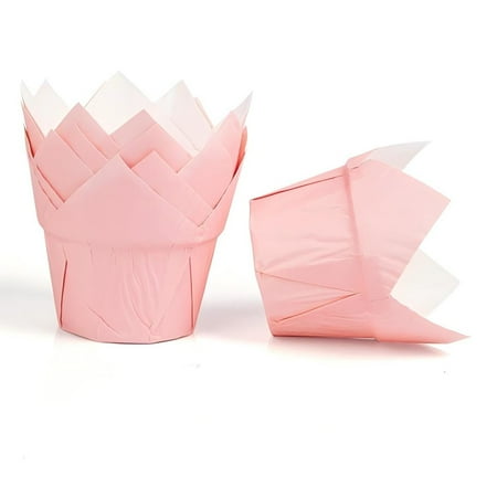 Bakexcel 50pieces Greaseproof Paper Muffin Liners, Tulip Cupcake Liners,Baking Liners,Premium Baking Cups Cupcake Wrappers for parties, Weddings, Birthdays