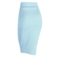 thumbnail image 2 of Made by Johnny Women's Elastic Waist Stretch Bodycon Midi Pencil Skirt Below Knee L LIGHT_BLUE, 2 of 6