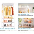 thumbnail image 4 of Mini Portable Closet, 4 Tiers Freestanding Clothing Garment Rack for Small Space, Metal Clothes Wardrobe System for Bedroom, 23.6" W x 14" D x 76.4" H, Load 502 lbs, White, 4 of 14