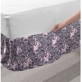 thumbnail image 2 of Floral Bed Skirt, Vintage Style Bindweed Flower Bells Natural and Scented Elements, Elastic Bedskirt Dust Ruffle Wrap Around for Bedding Decor, 4 Sizes, Petrol Blue Mauve, by Ambesonne, 2 of 2