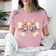 thumbnail image 5 of Camiseta de Cuello Redondo de Manga Corta de la Mujer, Top de Moda para Invierno Y Primavera Impresa de Navidad Casual 3/4, 5 of 7