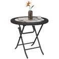 thumbnail image 1 of Outsunny Folding Round Tempered Glass Metal Table with Edging, Black, 1 of 2