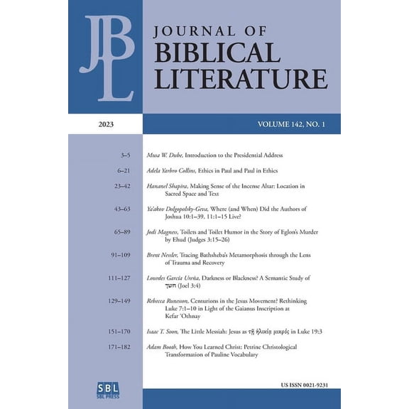 Journal of Biblical Literature 142.1 (2023), (Paperback)