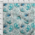 thumbnail image 2 of oneOone Cotton Poplin Twill Turquoise Blue Fabric Flower Watercolor Fabric For Sewing Printed Craft Fabric By The Yard 56 Inch Wide, 2 of 2