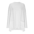 thumbnail image 3 of Plebaso Chemises à Poches pour Femmes Manches Longues Tunique Décontractée Col Rond Hauts Blouses Unies Amples Printemps Été, 3 of 6