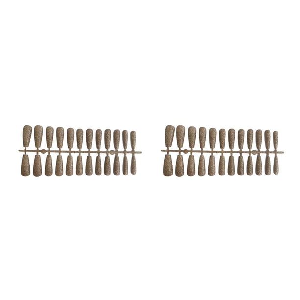 Qarigey 24 piezas de polvo brillante para uñas postizas, prensa extra larga en estilo ataúd, puntas de uñas con purpurina artificial para el salón Type4 NO4 Qarigey CBP449616