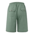 thumbnail image 5 of Domuza Men's Summer Casual Cotton Linen Shorts with Drawstring Elastic Waist, Beach Shorts with Pockets, Outdoor Fashion Light Green M, 5 of 5