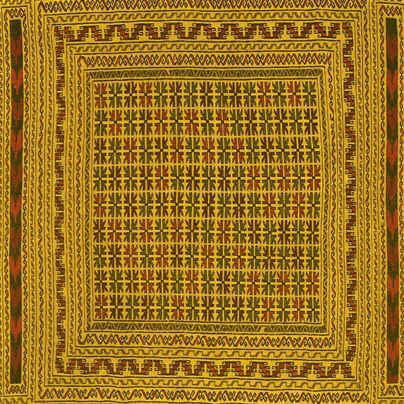 Ahgly Company Indoor Square Southwestern Yellow Country Area Rugs, 5' Square
