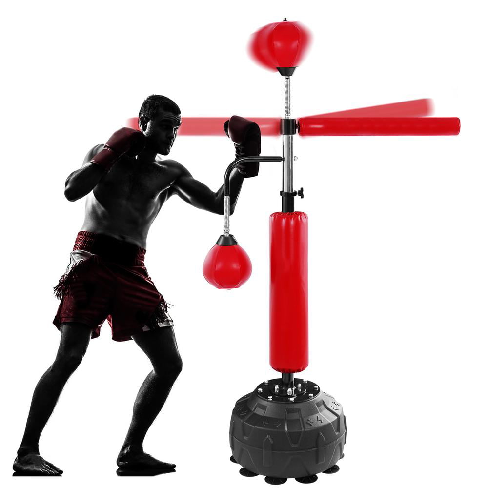 Adjustable Height Color : Red Boxing Equipment Free Stand Agility Training with Punching Reflex Bar and Speed Punching Bag for Adult & Kid 