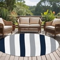 thumbnail image 5 of Navy Blue Gray Striped Large Area Rugs for Bedroom Living Room, Soft Non Slip Carpet Bedside Rug, Farmhouse Stripe Art Round Floor Cover Kitchen Accent Rug 8' for Dining Room/Office, 5 of 9