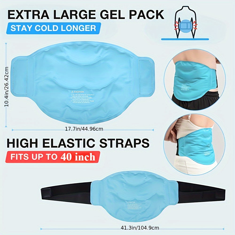 LEEYNEER Reusable Gel Back Ice Pack With Dual Straps  Soft Plush Lining And Silky Nylon Fabric Design Back Wrap For Hip  Waist  Lumbar