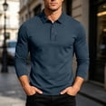 thumbnail image 2 of Workout Shirt Dqueduo Summer Men's Short-sleeved T-shirt Refreshing Breathable Loose-fitting Middle-aged Business Casual Color Top Shirt for Men Navy M, 2 of 8