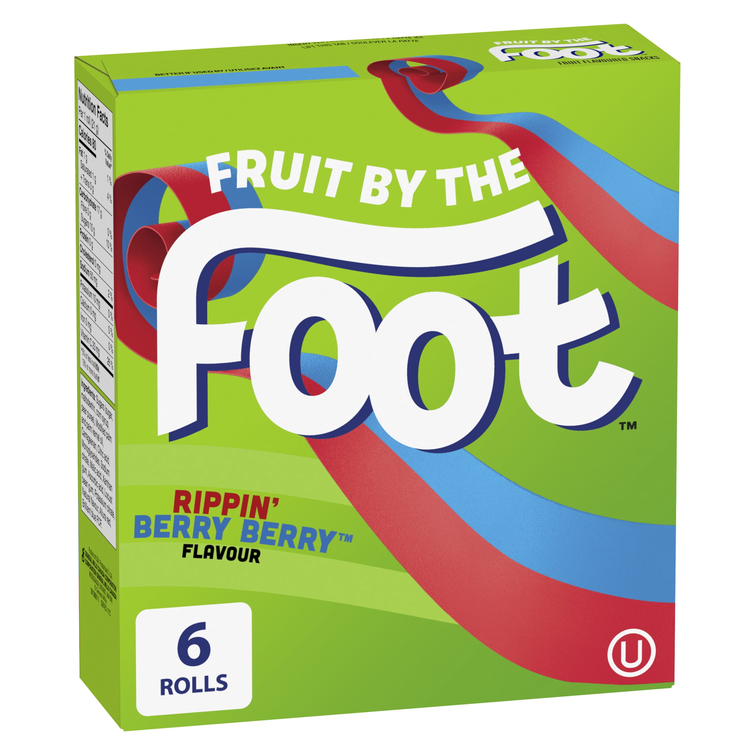 Fruit by the Foot Fruit Flavoured Snacks, Rippin' Berry Berry, Gluten ...