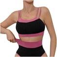 thumbnail image 5 of Nmnitkp Sports Bras for Women 5-Pack Crisscross Double Strap Sports Bra Color Block Medium Support Wireless Seamless Moisture-Wicking Plus Size Workout Tops for Yoga Gym Fitness Running Hot Pink,L, 5 of 8