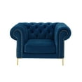 thumbnail image 5 of Inspired Home Letty Velvet Button Tuffted Accent Club Chair with Gold Trim, Navy Office Sofas, 5 of 8