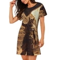 thumbnail image 2 of Zufioo Egyptian Cat Pharaoh Magic Print Women's Nightgown, Round Neck Short-sleeved Pajamas, Home Wear Suitable for Home and Outing, 2 of 6