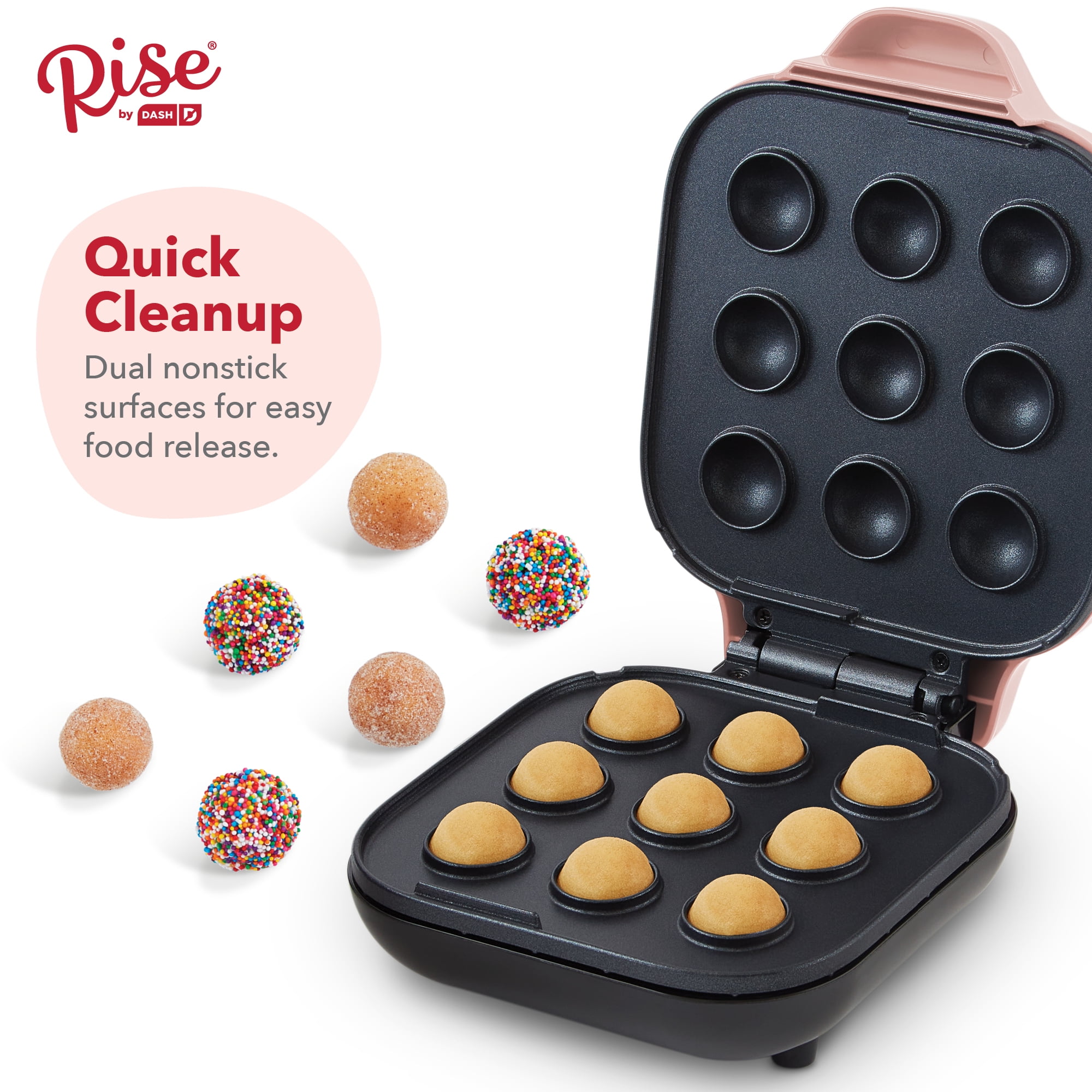 Rise by Dash Donut Bite Maker, Pink - Makes 9 Donut Bites - 4 in x